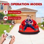 12V Ride On Bumper Car for Kids Ride on Toy Gifts Toddlers Electric Bumping Car with Remote Control, Battery Display, 360 Degree Spin, LED Lights, Music, Red