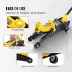 VEVOR Low Profile Floor Jack 2 Ton (4400 lbs), Heavy Duty Iron Hydraulic Racing Floor Jack, Hydraulic Car Jack with Jack Stands, Single Piston Quick Lift Pump, 4.6"-12.8" Height Lifting Range (Yellow)