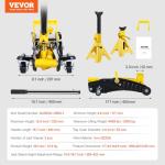 VEVOR Low Profile Floor Jack 2 Ton (4400 lbs), Heavy Duty Iron Hydraulic Racing Floor Jack, Hydraulic Car Jack with Jack Stands, Single Piston Quick Lift Pump, 4.6"-12.8" Height Lifting Range (Yellow)