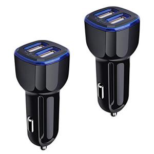 Car Charger, 2.4A 12W AndHot 2 Pack Mini Dual Port USB Car Charger Adapter Plug for iPhone 15 14 13 12 SE 11 Pro Max XR XS X 8 7 6S Plus, iPad, Samsung Galaxy S23 S22 S21 S20 S10 Note 20, LG, Android
