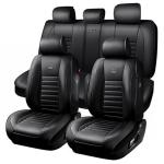 CAR PASS Nappa Leather Car Seat Covers Full Set, Luxury Seat Protector for Cars, Waterproof Anti-Slip Car Seat Cushion Armrest Compatible Airbag Universal for Sedan SUV Pick-up Truck Automotive, Black