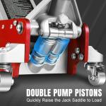 Jack Boss 3 Ton Low Profile, Aluminum and Steel Racing Floor Jack with Dual Pistons Quick Lift Pump for Sport Utility Vehicle, Lifting Range 3-15/16" min to 18-5/16" max, Net Weight 58.5 lb, Red