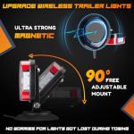 inhtgeas Wireless Trailer Lights Magnetic - Adjustable Magnetic Tow Light with 2 Mounting Options Rechargeable Towing Tail Light Kit Reverse Light for Trucks, Boat, RV, Vehicle, Caravan