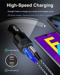 USB C Car Charger, 60W Cigarette Lighter Flush Adapter, Type C Fast Charging Car Plug Block for iPhone 17 16 15 14 13 Pro Max, Galaxy S25 S24 S23 Ultra, Pixel 10 9 8 7 6 Pro, Automobile USB PD Port
