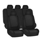 BELOMI Car Seat Covers Full Set, Breathable Premium Cloth Automotive Seat Cover, Universal Front and Rear Seat Covers, Easy to Install Car Accessories for Most Cars Trucks SUV (Black)