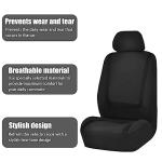 BELOMI Car Seat Covers Full Set, Breathable Premium Cloth Automotive Seat Cover, Universal Front and Rear Seat Covers, Easy to Install Car Accessories for Most Cars Trucks SUV (Black)