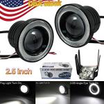 Kqiang 2PCS Car Angel Eye Fog Light: 2.5" Round COB LED Fog Light - White Angel Eye Projector with Halo Rings,Universal Vehicle DRL Daytime Driving Light Fog Lamp Bulbs (White)
