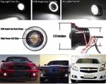 Kqiang 2PCS Car Angel Eye Fog Light: 2.5" Round COB LED Fog Light - White Angel Eye Projector with Halo Rings,Universal Vehicle DRL Daytime Driving Light Fog Lamp Bulbs (White)
