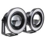 Kqiang 2PCS Car Angel Eye Fog Light: 2.5" Round COB LED Fog Light - White Angel Eye Projector with Halo Rings,Universal Vehicle DRL Daytime Driving Light Fog Lamp Bulbs (White)