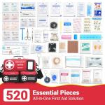 Aoldersson 520 Piece Large First Aid Kit – Emergency Survival Kit for Car, Home, Camping, and Travel – Compact Medical Kit for Roadside Emergencies, Outdoor Adventures, and Everyday Safety