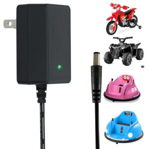 Universal 6 Volt Charger for Kidzone Flybar Bumper Car,6V Battery Charger for Kids Ride On Toys Compatible with Best Choice Products SUV, Dynacraft, Huffy & Hello Kitty Electric Cars DC 6V Power Adapt