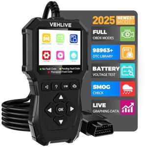 VEHLIVE OBD2 Scanner Diagnostic Tool, Check Engine Light Car Code Reader with Reset, Battery Tester, Live Data, Freeze Frame, I/M Readiness, Car Scanner Diagnostic Tool for All OBDII Car After 1996