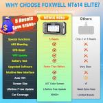 2025 FOXWELL NT614 Elite OBD2 Scanner with 5 Resets ABS Bleeding, SAS Calibration, Oil, EPB, Throttle, Upgrade of NT604 Code Reader Scan Tools, ABS SRS Engine Transmission Battery Test Car Scanner