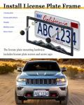BGGTMO Mountain License Plate Frames- Gray on Black Mountain Raised, Plastic Car Tag Holder Bracket with Screws Caps, 2 Packs 2 Hole with Mountain Vinyl Sticker