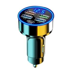 5-Port Car Charger with LED Voltage Monitor
