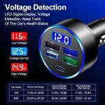 5-Port Car Charger with LED Voltage Monitor