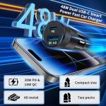 Dual Port 48W Fast USB-C Car Charger