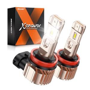 SEALIGHT H11 LED Fog Light Bulbs, 14000LM Strong Penetration H8/H16/H11 LED Fog Lights Upgrade, 1:1 Size 6500K Cool White Fog Lights for Trucks Cars, Pack of 2