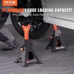 VEVOR Jack Stands, 3 Ton (6,000 lbs) Capacity Car Jack Stands, 10.8-16.3 inch Adjustable Height, for lifting SUV, Pickup Truck, Car and UTV/ATV, Red, 1 Pair