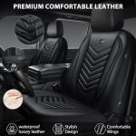 CAR PASS 3D Foam Faux Leather Car Seat Covers Full Set,Waterproof Leather Seat Cover for Cars,Luxury Universal Fit for SUV Truck Sedan Automotive, Armrest Airbag Compatible Anti-Slip, All Black
