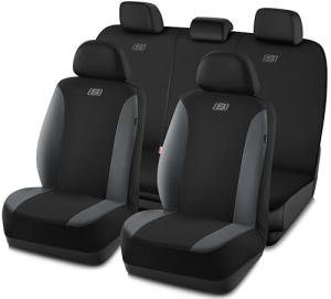 Skechers Seat Covers, Premium Breathable Polyester Seat Covers, Car Seat Covers Full Set Airbag Compatible, Automotive Comfort for Most Cars, Vans, Trucks, SUVs (Full Set,Grey)
