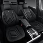 CAR PASS 3D Foam Faux Leather Car Seat Covers Full Set,Waterproof Leather Seat Cover for Cars,Luxury Universal Fit for SUV Truck Sedan Automotive, Armrest Airbag Compatible Anti-Slip, All Black