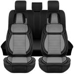 LINGVIDO Car Seat Covers, Breathable and Waterproof Faux Leather Automotive Seat Covers for Cars SUV Truck Sedan,Universal Anti-Slip Driver Seat Cover with Backrest (Full Set, Gray+Black)