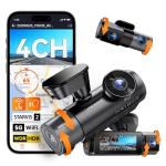 Vantrue N5S 4 Channel 360 Degree WiFi Dash Cam, STARVIS 2, IR Night Vision, 2.7K+1080P*2+1440P Front Rear Inside Dashcam, Voice Control, GPS, 24 Hours Parking Mode, LTE Support, Support 1TB Max