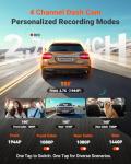 Vantrue N5S 4 Channel 360 Degree WiFi Dash Cam, STARVIS 2, IR Night Vision, 2.7K+1080P*2+1440P Front Rear Inside Dashcam, Voice Control, GPS, 24 Hours Parking Mode, LTE Support, Support 1TB Max