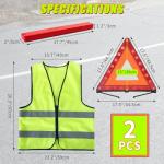 FLKQC Warning Triangles Safety Triangle Emergency Kit Foldable Reflective Triangles with Base Roadside Triangle Kit with Reflective Warning Vest