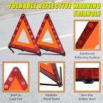 FLKQC Warning Triangles Safety Triangle Emergency Kit Foldable Reflective Triangles with Base Roadside Triangle Kit with Reflective Warning Vest