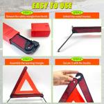 FLKQC Warning Triangles Safety Triangle Emergency Kit Foldable Reflective Triangles with Base Roadside Triangle Kit with Reflective Warning Vest