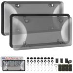 Alpmosn License Plate Covers & Frames Combo, License Plate Cover with Screw Washers and Cap, Car Exterior Accessories Black (2-Pack)