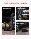 VEVOR Electric Car Jack, 5 Tons /11000 lbs, Scissor Jack with Built-in Inflator, 12V Tire Change Replacement with Impact Wrench & LED Light, Portable Jack kit for Sedan, SUV, Truck