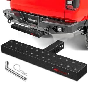 Nilight Hitch Step with 2" Hitch Receiver Rear Bumper Guard Protector 23.5 Inch with 5/8" Hitch Pin Clip Upgraded Textured Black Anti Slip Hitch Step Bar for Pickup Truck Car SUV