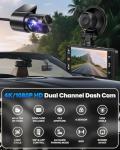 SUVCON Dash Cam Front and Rear 4K/1080P Full HD, Dash Camera for Cars with 32GB Card, Built in WiFi with APP, Dual Dash Cam 3.94" IPS Screen, G-Sensor, Loop Recording, WDR, Parking Mode