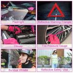 CALBEAU Roadside Emergency Car Kit for Vehicles, Pink Emergency Roadside Assistance kit with Car First Aid Kit, Thoughtful Car Emergency Kit for Women, Men, New Drivers and Adventurers Gifts