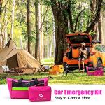 CALBEAU Roadside Emergency Car Kit for Vehicles, Pink Emergency Roadside Assistance kit with Car First Aid Kit, Thoughtful Car Emergency Kit for Women, Men, New Drivers and Adventurers Gifts