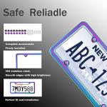 Iridescent License Plate Frame, 2 Pack Stainless Steel Mirror Polish Treatment, Universal US Car License Plate Bracket Holder, 4 Holes Theft Design, Rustproof Weatherproof(with mounting Fittings).