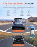 70mai 2.7K Dash Cam Front and Rear A500S, Dual Dash Camera for Cars, Dashcam with APP, Sony IMX335, ADAS, Built-in WiFi GPS, 2'' IPS Screen, WDR, Night Vision, 24/7 Parking Mode, Loop Recording