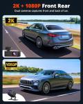 Wireless Dash Cam Front and Rear 2K, WiFi APP Dash Camera for Cars with 1.5'' Screen, Mini Dashcam Front and Back Support G-Sensor/Time Lapse 2 Kinds Parking Monitor