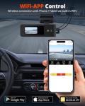 Wireless Dash Cam Front and Rear 2K, WiFi APP Dash Camera for Cars with 1.5'' Screen, Mini Dashcam Front and Back Support G-Sensor/Time Lapse 2 Kinds Parking Monitor