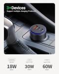 Car Charger for iPhone 16/16 Pro Max USB C Fast Charger,2Pack 90W 3-Port Charger Adapter for iPhone 16/16 Plus/16 Pro/16 Pro Max/15/14/Pro Max/AirPods4/ iPad Pro/Mini, (USB C to C Cable)