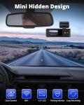 Kingslim Dash Cam Front and Rear 2K+1080P, Mini WiFi Dash Camera for Cars Dual Dashcam Parking Monitor, Loop Recording, Car Camera Support Max 256GB (E2PRO)