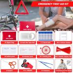 298PCS Roadside Emergency Car Kit- Car Emergency Kit with Jumper Cables, Roadside Emergency Kit for Vehicles, Emergency Car Kit, Car Safety Kits, Gloves,Tow Strap,Tool Kit,Reflective Warning Triangle