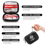 Mini First Aid Kit - 150 Piece Small Waterproof Hard Shell Medical Kit for Home, Car, Travel, Camping, Truck, Hiking, Sports, Office, Vehicle & Outdoor Emergencies (Black)