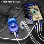 Car Charger USB C, 65W Multi Port Dual 12V Cigarette Lighter USB Car Charger Adapter with Voltage Display PD/QC 3.0 Super Fast Charge Car Phone Charger for iPhone 17 16 15 14 13 12 Pro Max Plus(Gray)