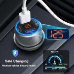 Car Charger USB C, 65W Multi Port Dual 12V Cigarette Lighter USB Car Charger Adapter with Voltage Display PD/QC 3.0 Super Fast Charge Car Phone Charger for iPhone 17 16 15 14 13 12 Pro Max Plus(Gray)