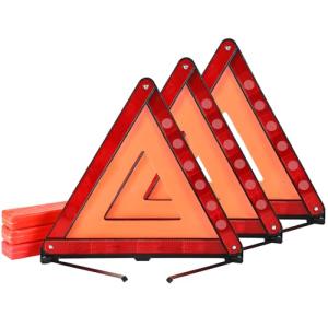 weyleity Emergency Warning Triangles | 3 Pack Road Emergency Warning Reflector Roadside Safety Triangle Kits Reflective Warning Triangle Foldable Safety Warning Sign with Storage Case for Vehicles