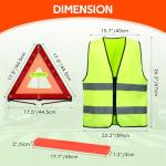 MYFULLY 2 Pack Emergency Warning Triangle and Reflective Safety Vest Set – Foldable Reflective Roadside Triangles, Essential Car Emergency Kit for Vehicle Breakdowns and Road Safety